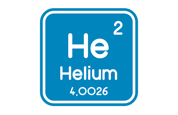 The helium gas symbol from the periodic table