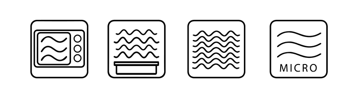 Microwave safe symbols next to each other