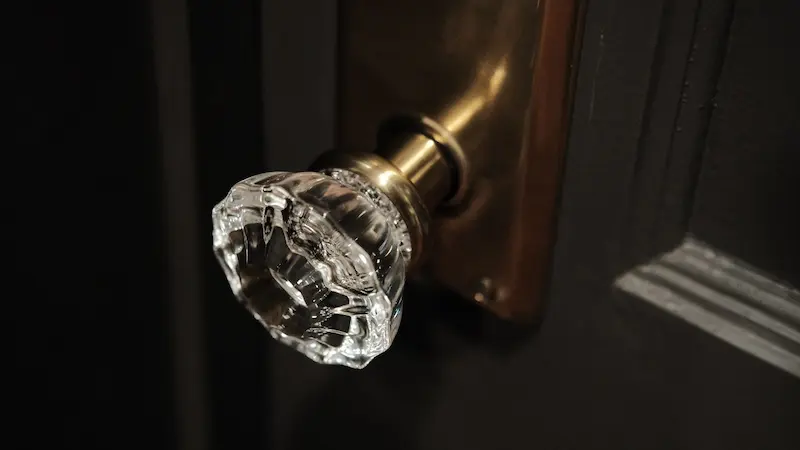 Transparent door knob made of glass