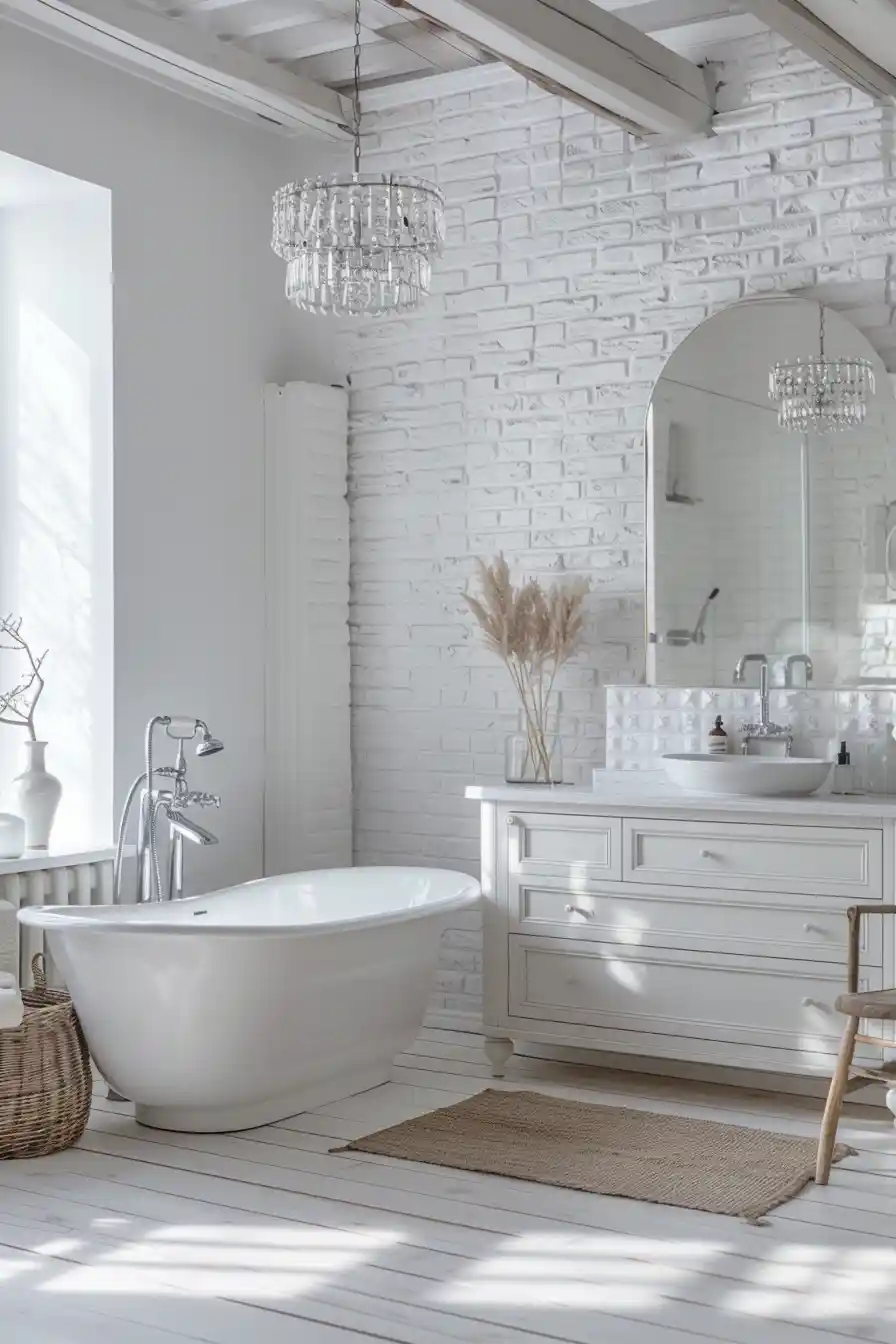 Eclectic White Bathrooms