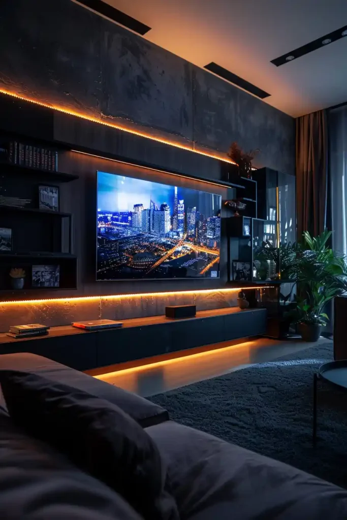 Frame Your TV Beautifully with a Sleek Dark Console 3