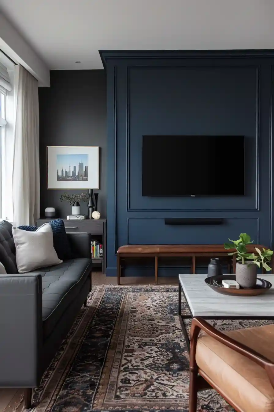 Go Bold with a Dark Accent Wall Behind Your TV 2 1