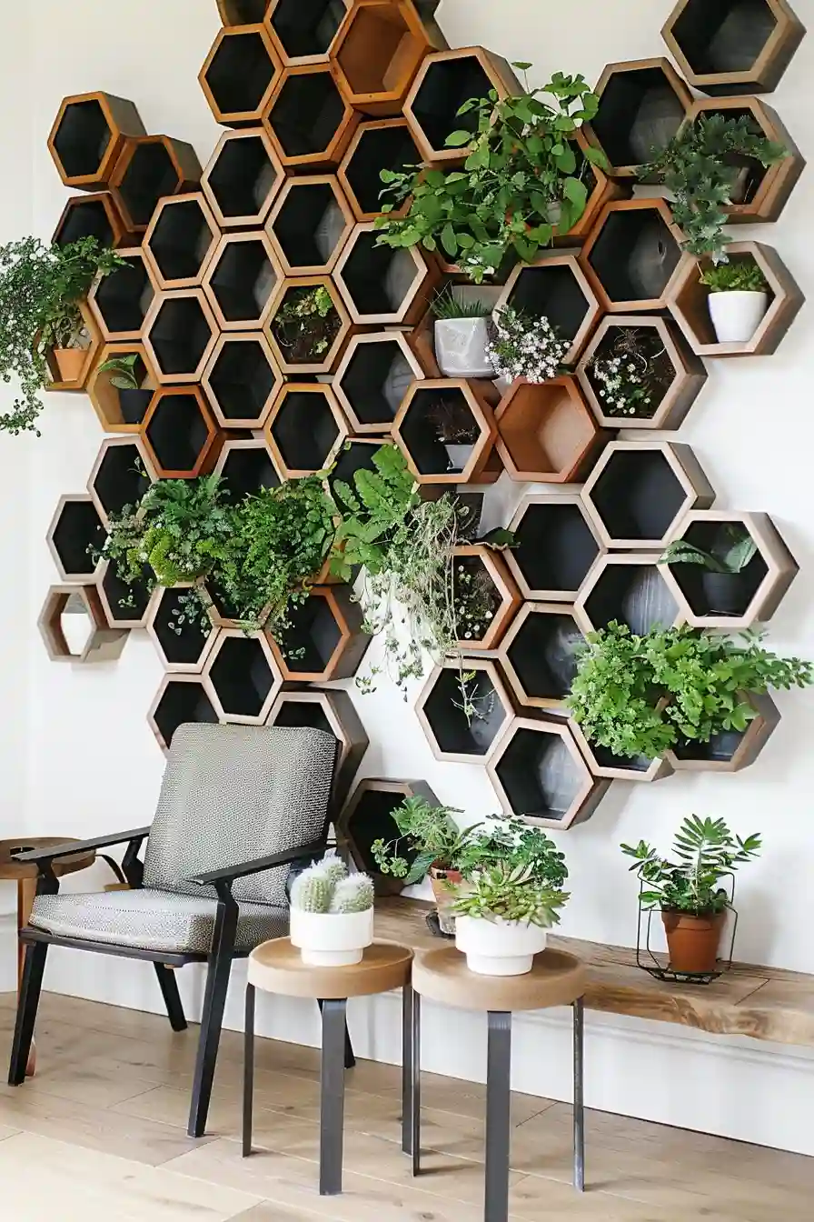 Hexagonal Honeycomb style Wall Planters 1