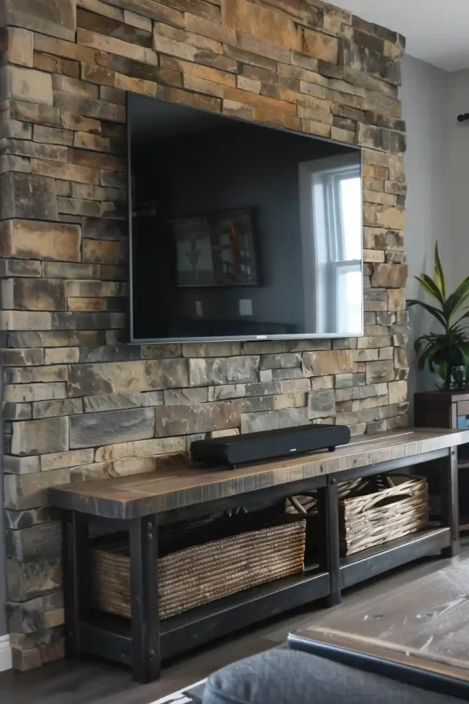 Introduce Natural Texture A Stone Accent Wall for Your TV 2