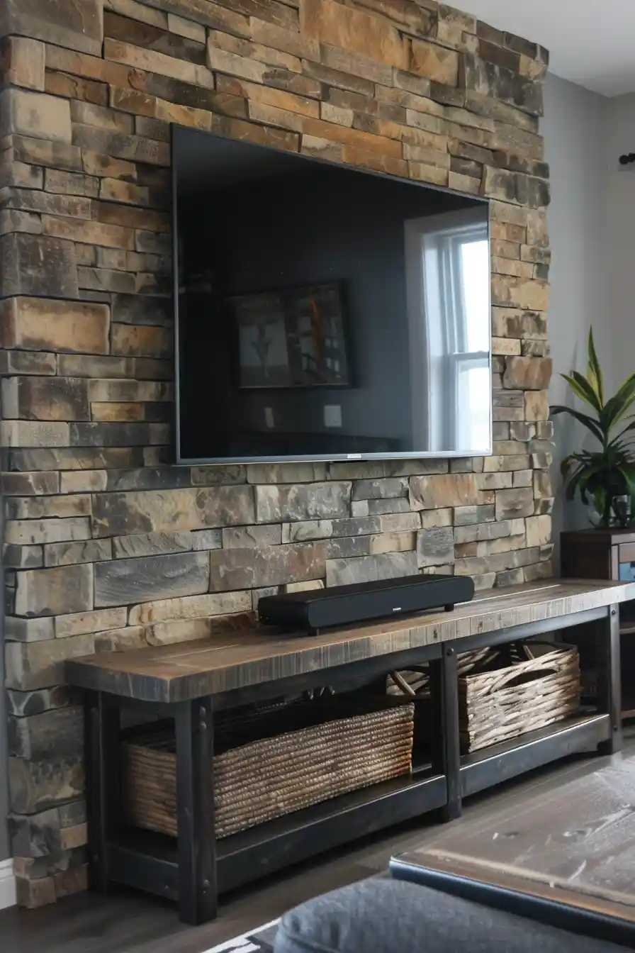 Introduce Natural Texture A Stone Accent Wall for Your TV 2 n
