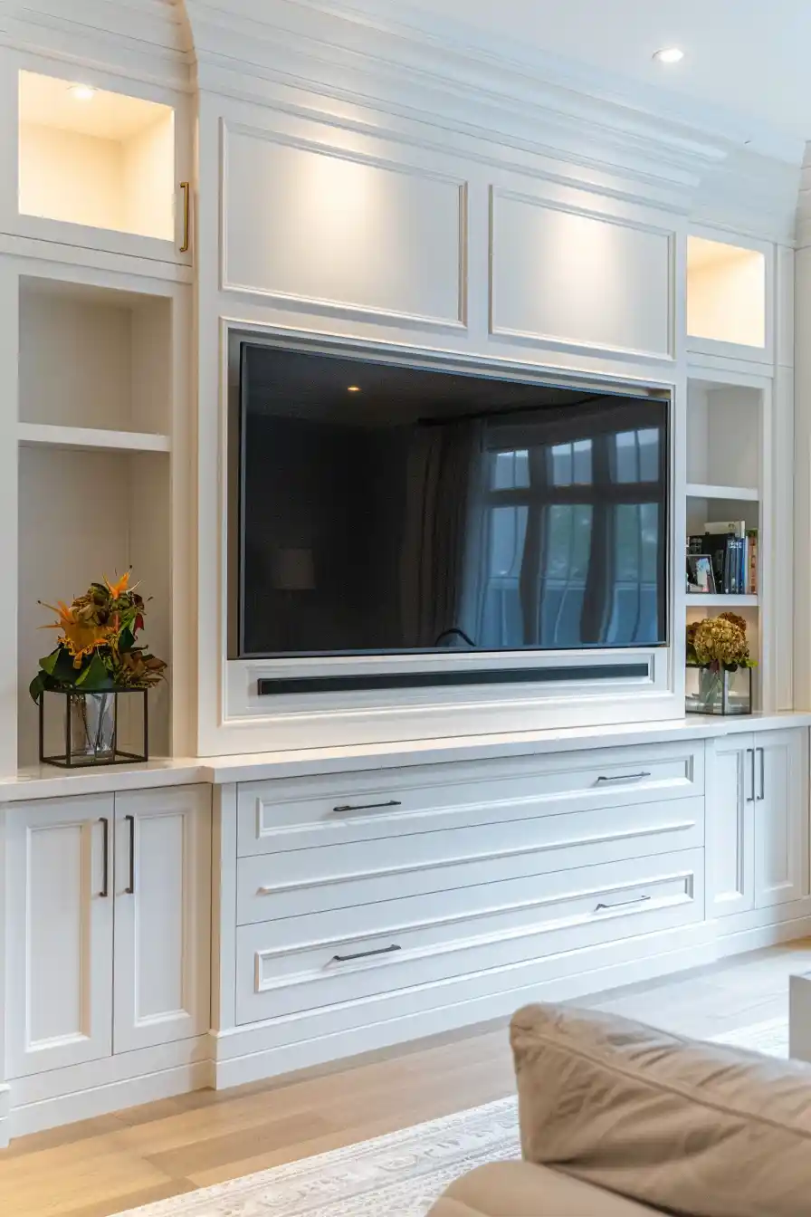 Maximize Space Create a Functional TV Wall with Storage 2 N