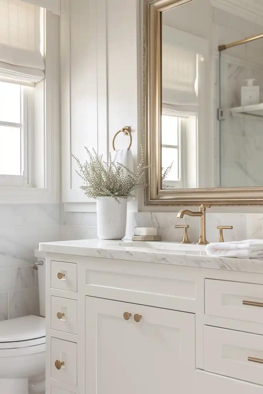 White Bathrooms with Metallic Accents 2