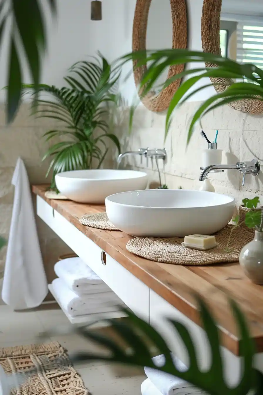 White Bathrooms with Natural Elements