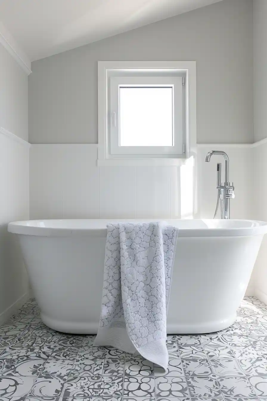 White Bathrooms with Patterned Tiles 2