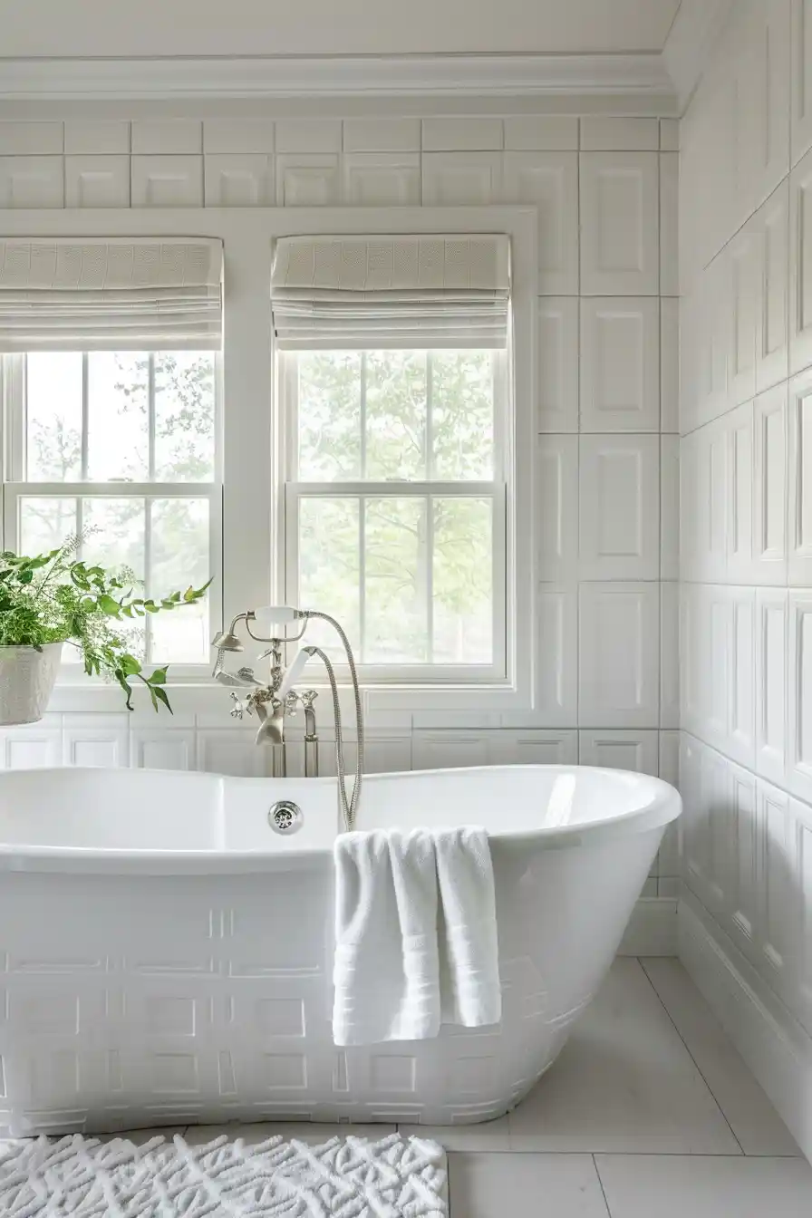 White Bathrooms with Textured Walls 2