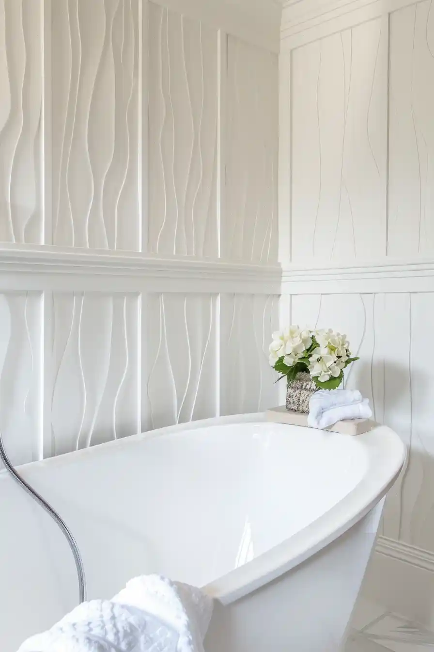 White Bathrooms with Textured Walls