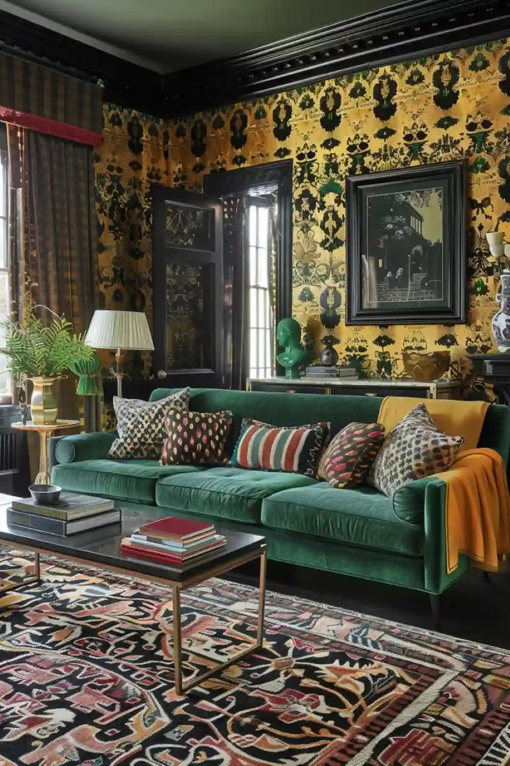 living room with Art Deco wallpaper 1