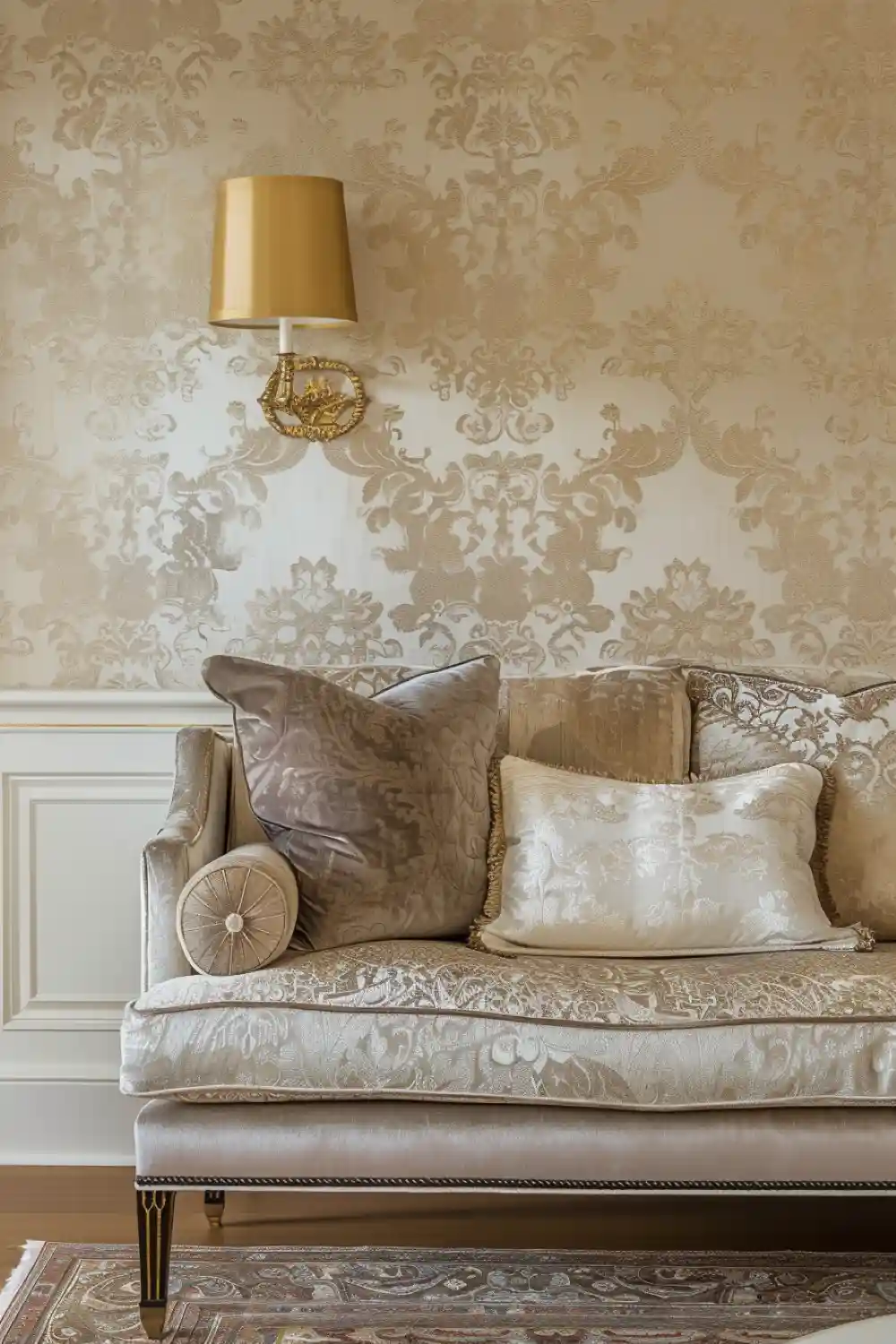 living room with damask wallpaper 1