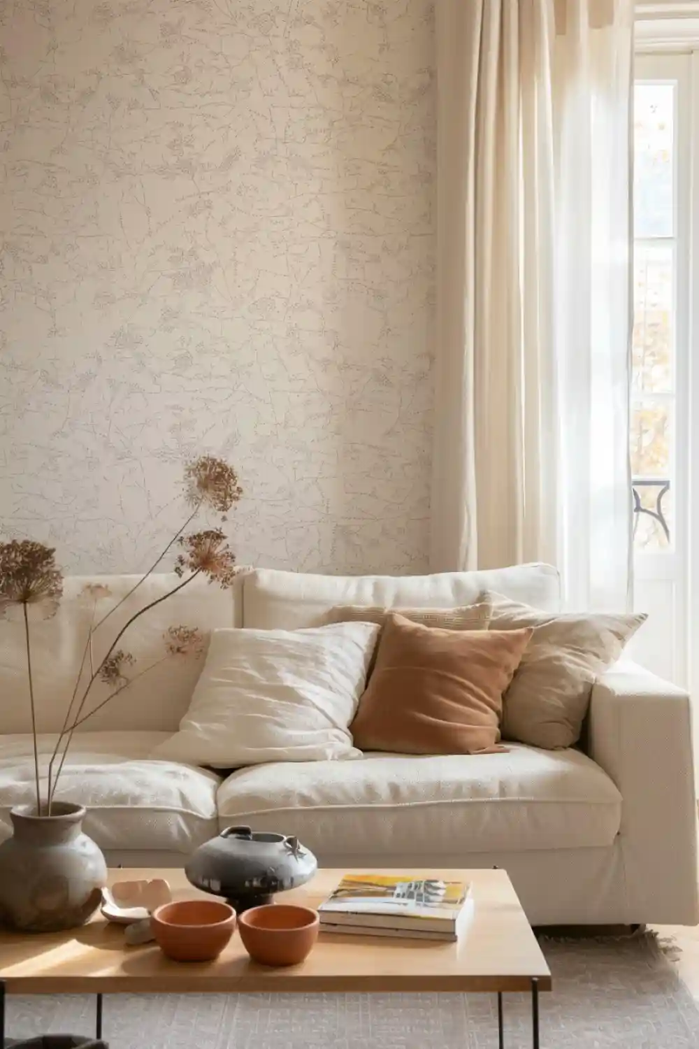 living room with minimalist wallpaper 2