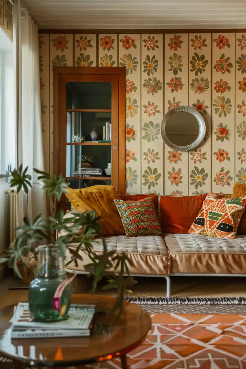 living room with vintage wallpaper 2